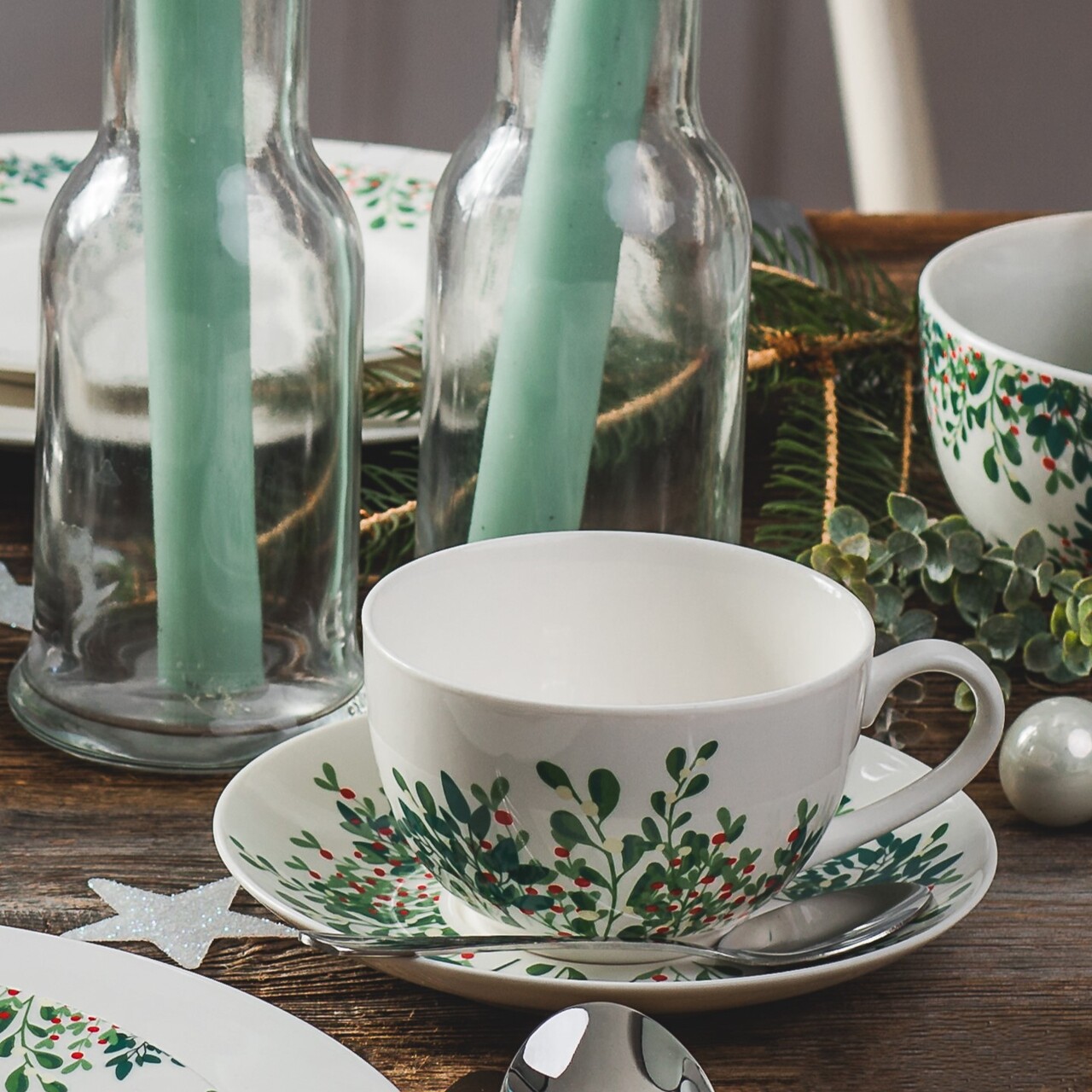 Set cafea 12 piese Greenery, Ambition, 220 ml, portelan, verde - imagine 7